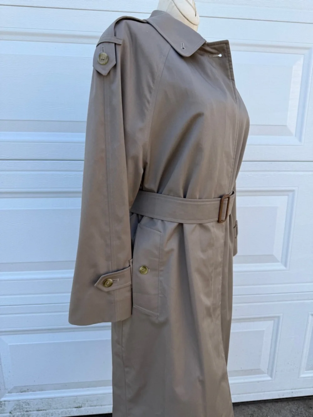 Vintage Burberrys Trench Coat Womens 10 Petite Beige Nova Check Lined Belted - Picture 4 of 14